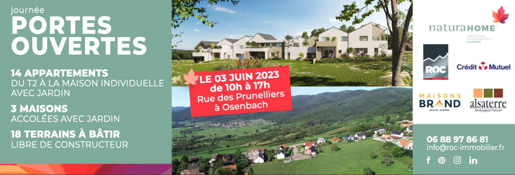 Portes ouvertes à Osenbach le 3 juin, venez découvrir nos derniers projets immobiliers ✨