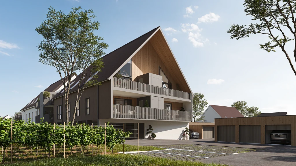 Appartement F2 neuf en attique avec balcon ouest à Sigolsheim