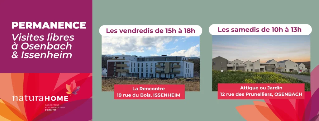 Visites libres NaturaHOME : découvrez nos derniers appartements disponibles à Issenheim et Osenbach